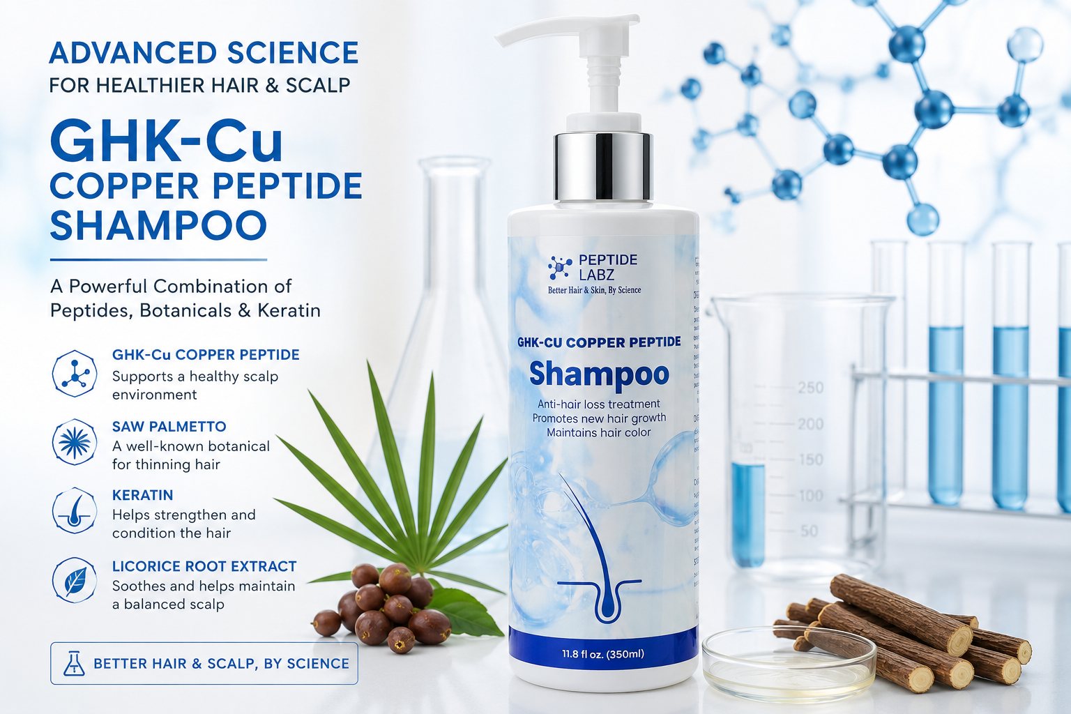 Copper Peptide Shampoo for Thinning Hair | GHK-Cu + Saw Palmetto