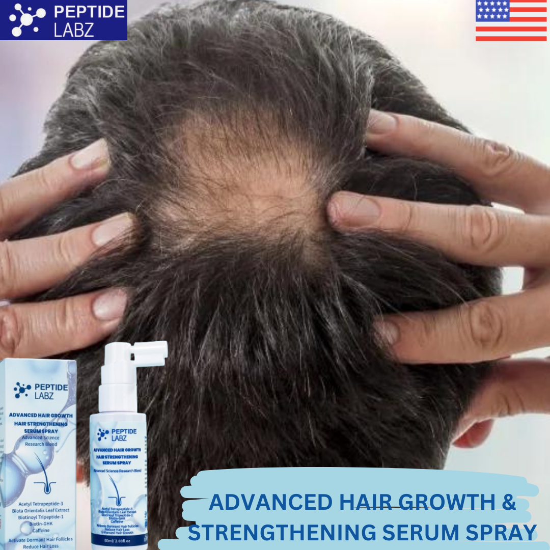 Hair Growth Serum Spray with Peptides, Acetyl Tetrapeptide-3, Biotin-GHK, Licorice Root Extract and Caffeine