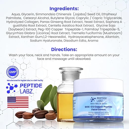 GHK-Cu Copper Peptide Face Cream - Anti-Wrinkle, Anti-Aging Repair & Firming | PeptideLabz Peptide Labz GHK-Cu Copper Peptide Face Cream - Anti-Wrinkle, Anti-Aging Repair & Firming | PeptideLabz Peptide Labz