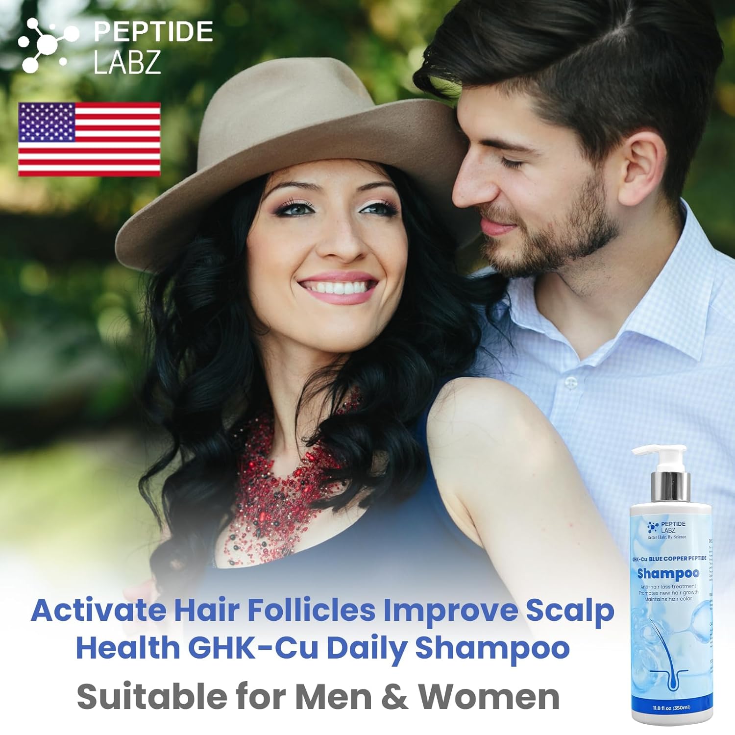 GHK-Cu Copper Peptide Shampoo - Anti Hair Loss Shampoo - Promotes New Hair Growth, 11.8 Fluid Ounce