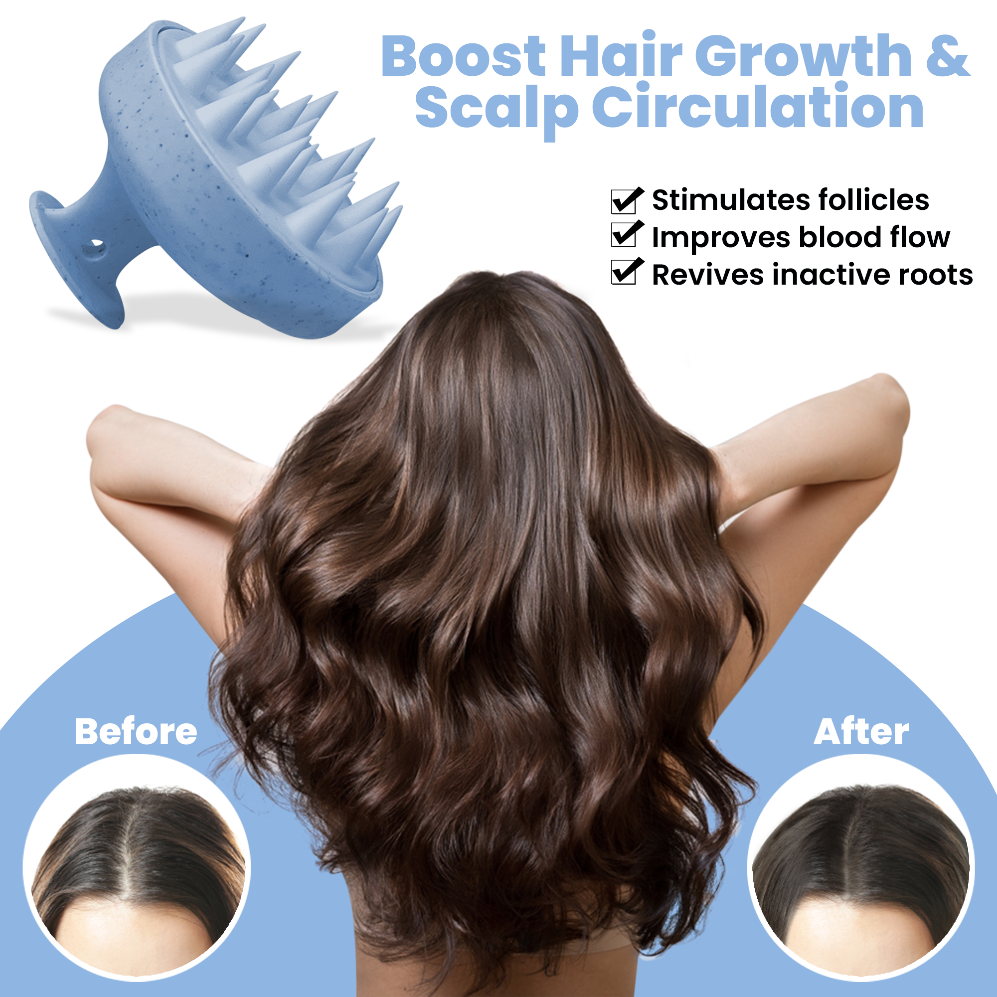 Scalp Massager Shampoo Brush – Eco-Friendly Wheat Straw & Silicone Bristles