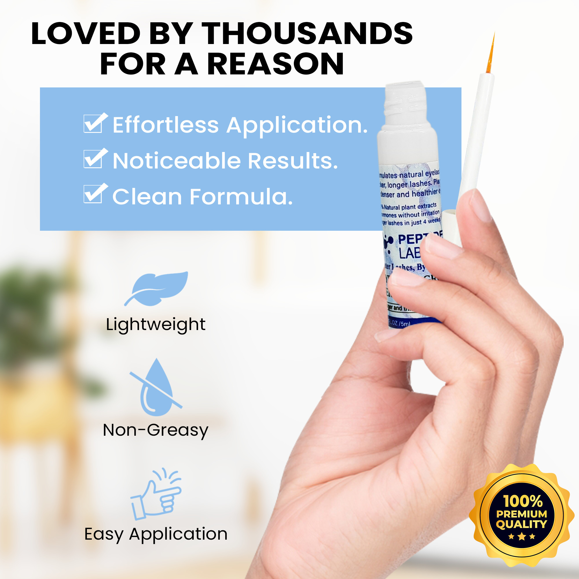 Eyelash Growth Serum with Myristoyl Pentapeptide-4, Keratin & Diaminopyrimidine Oxide – Peptide Labz