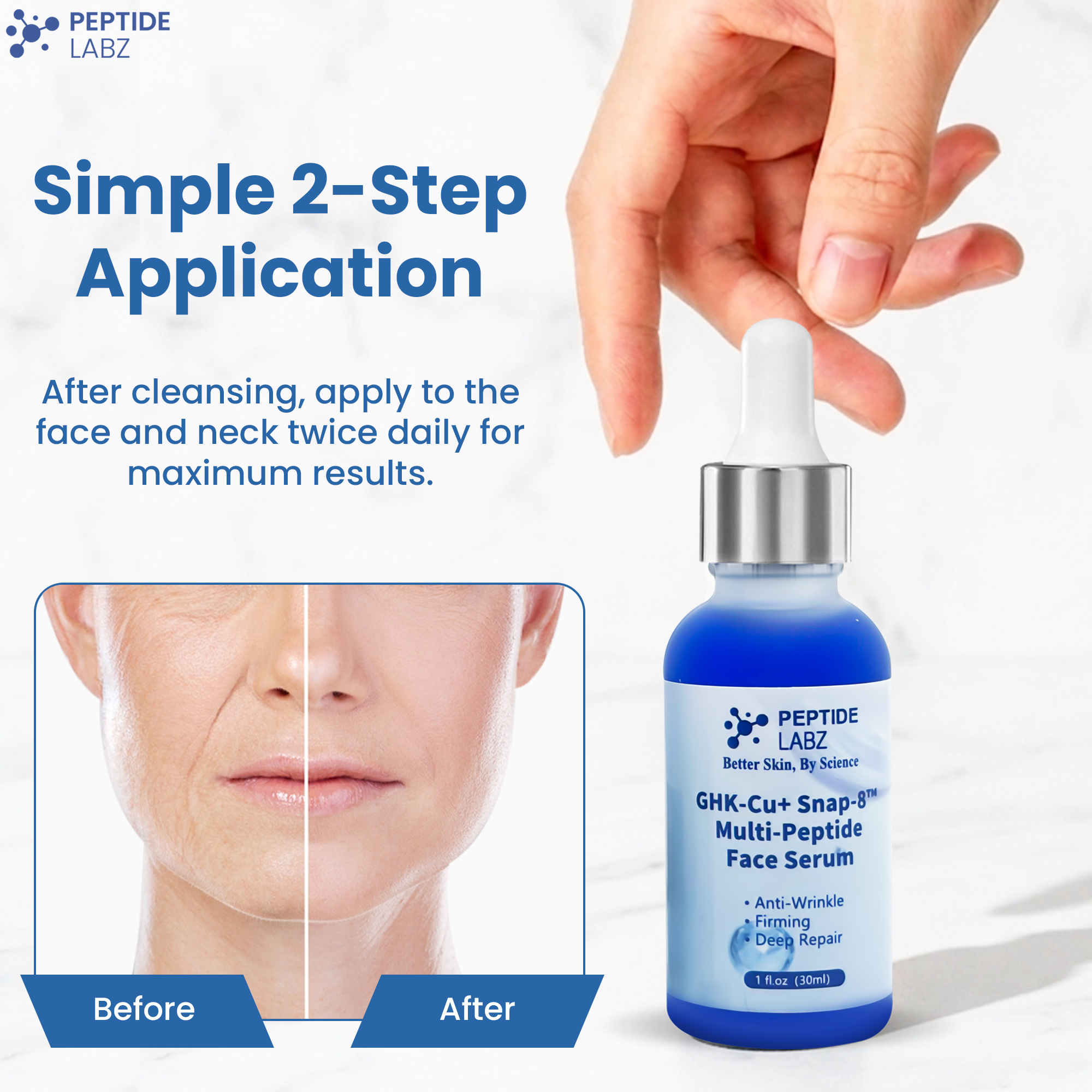 GHK-Cu Copper Peptide + SNAP-8 Multi-Peptide Face Serum