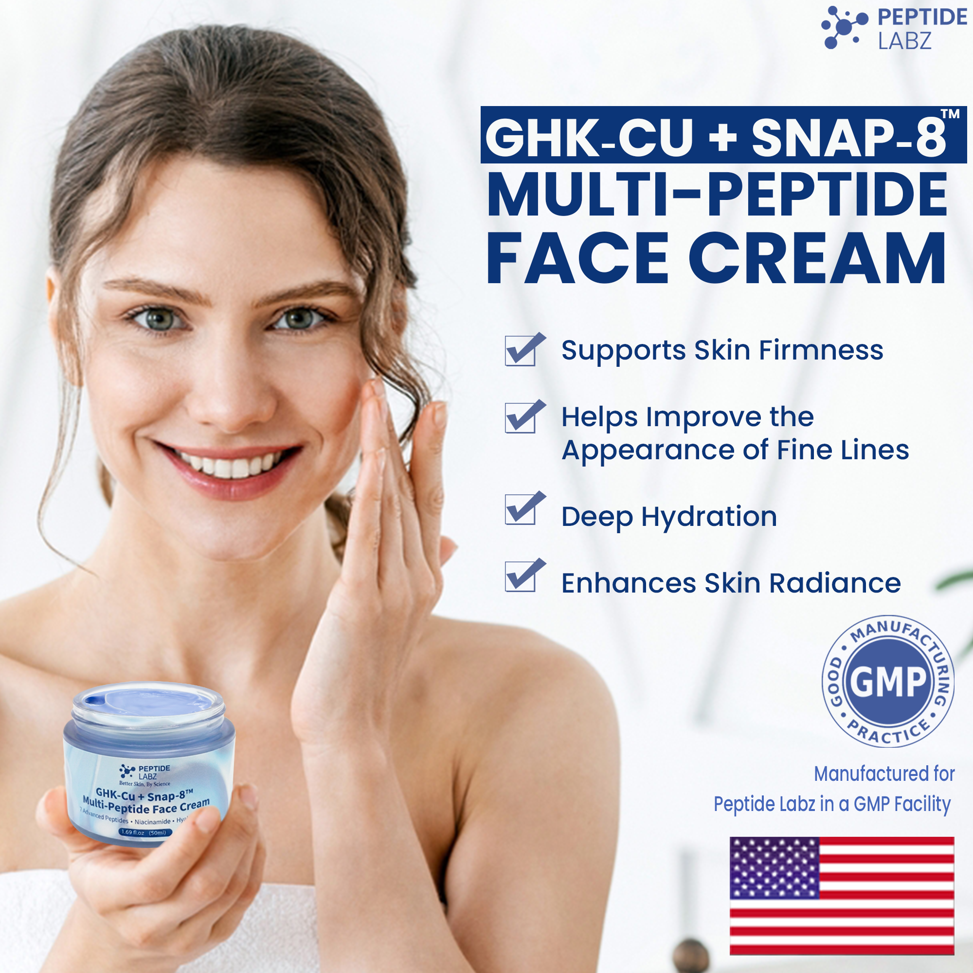 GHK-Cu + SNAP-8™ Multi-Peptide Face Cream | Peptide Labz