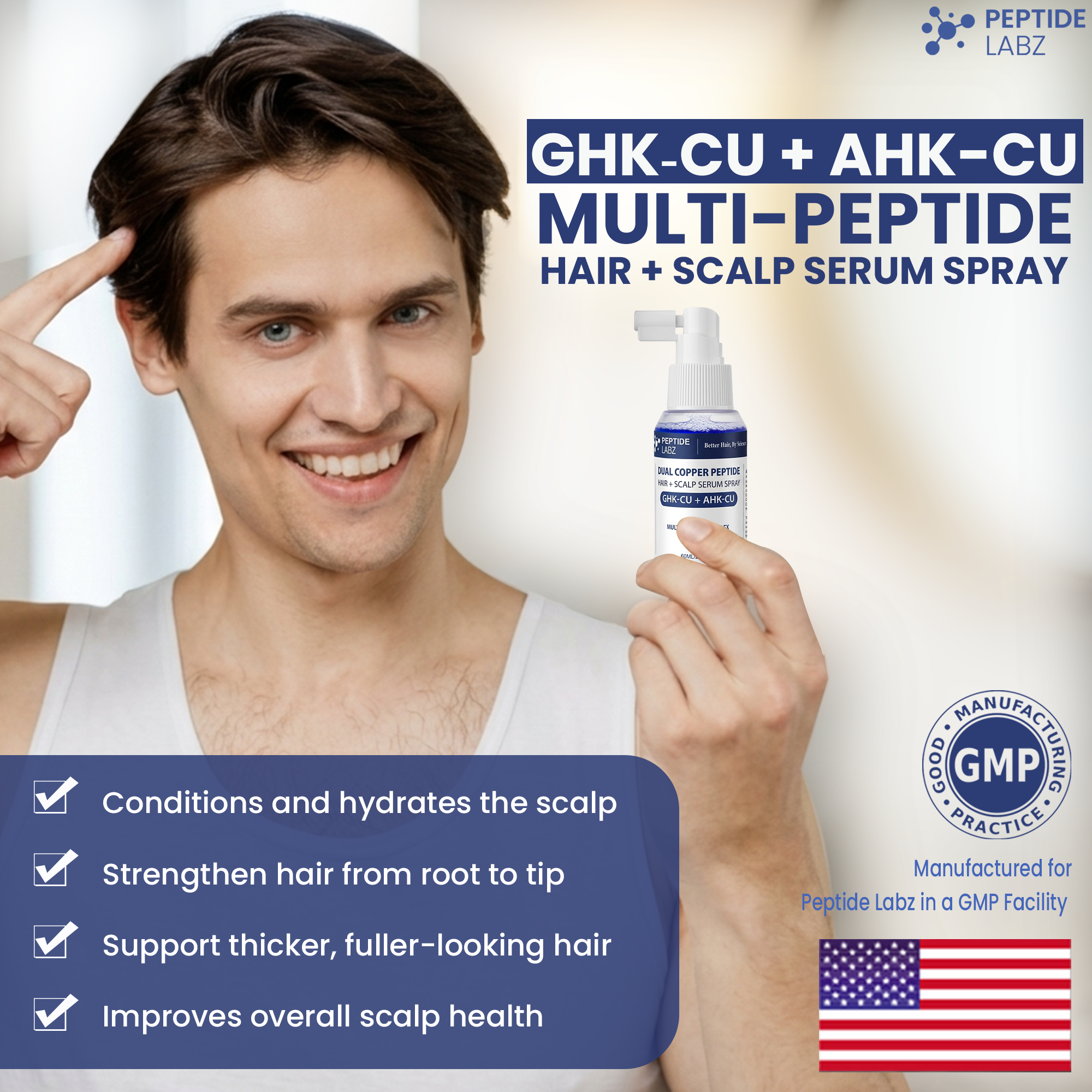 Dual Copper Peptide Hair & Scalp Serum Spray with GHK-Cu + AHK-Cu | 2 oz