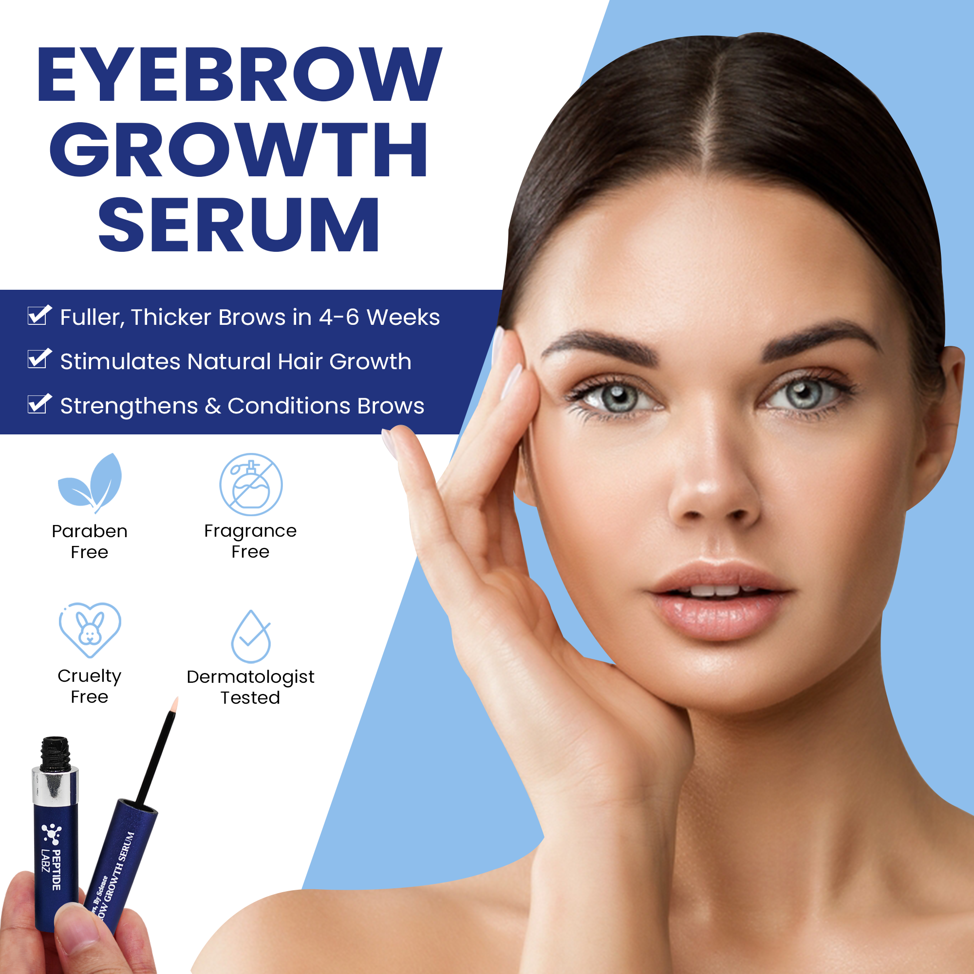 Eyebrow Growth Serum with Myristoyl Pentapeptide-4, Diaminopyrimidine Oxide & Ginger – Peptide Labz