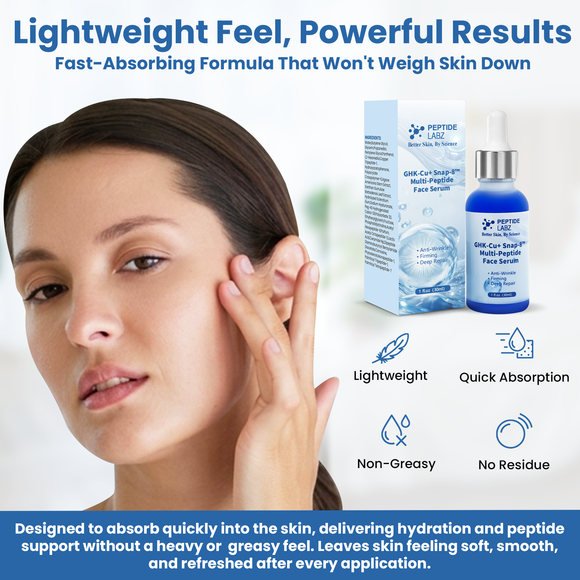 GHK-Cu Copper Peptide + SNAP-8 Multi-Peptide Face Serum