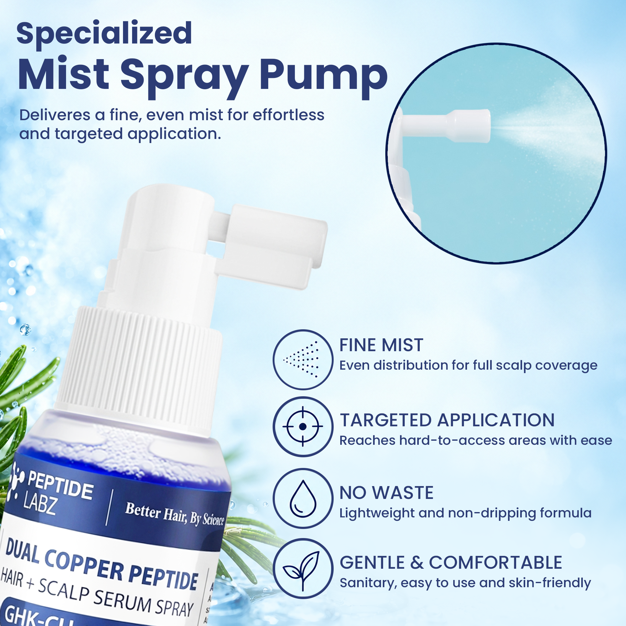 Dual Copper Peptide Hair & Scalp Serum Spray with GHK-Cu + AHK-Cu | 2 oz