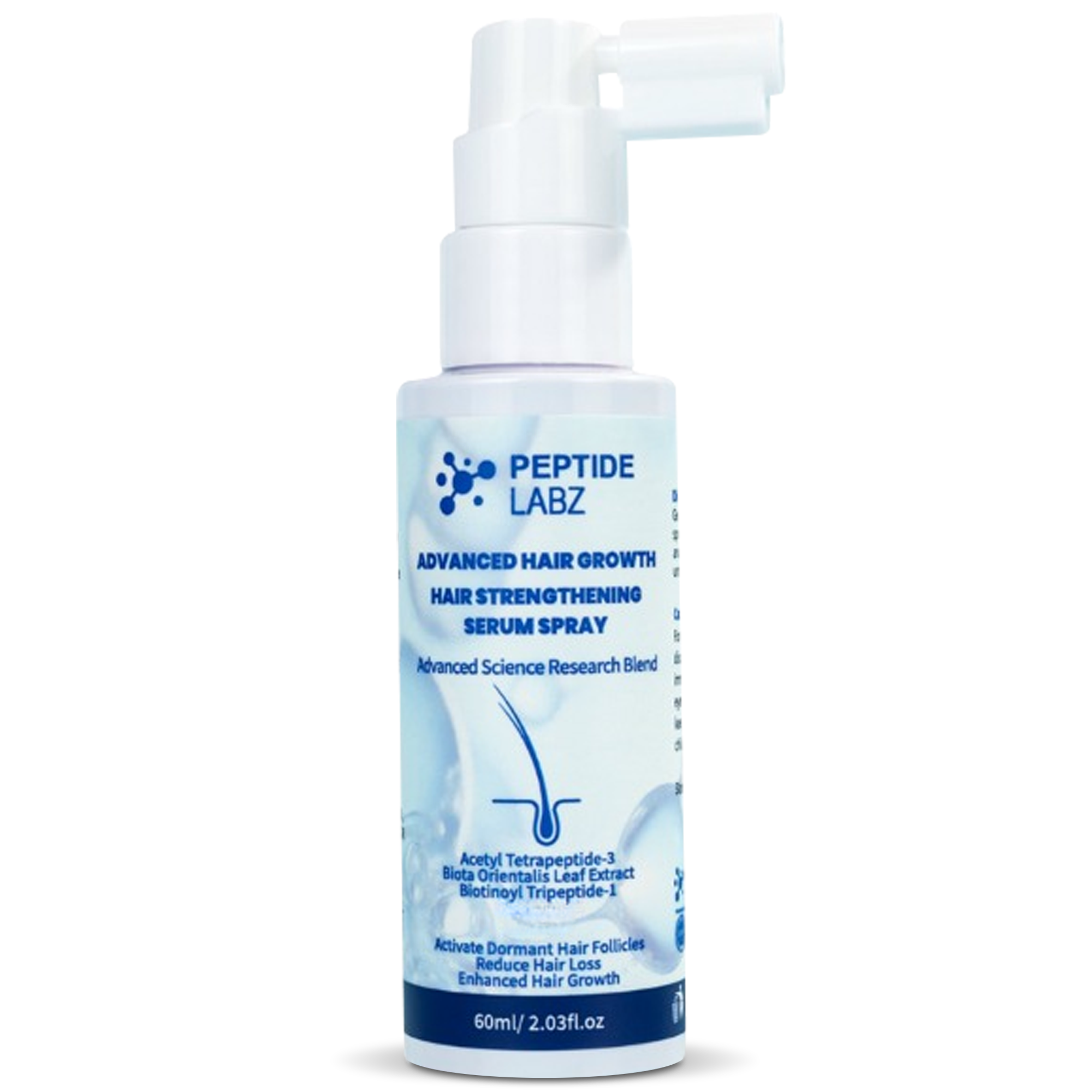 Hair Growth Serum Spray with Peptides, Acetyl Tetrapeptide-3, Biotin-GHK, Licorice Root Extract and Caffeine