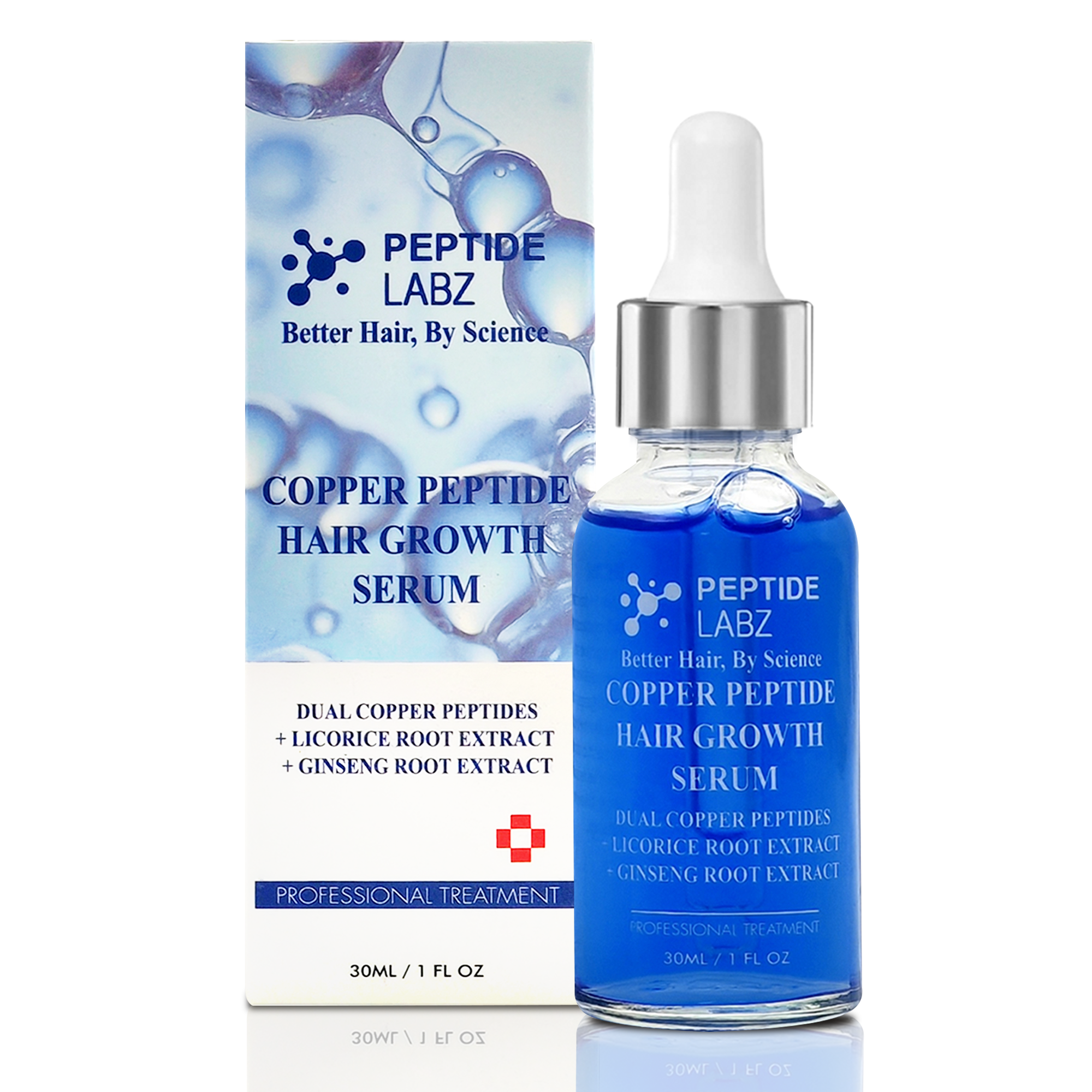 Copper Peptide Hair Growth Treatment Serum, GHK-Cu and AHK-Cu, Licorice Extract,1oz