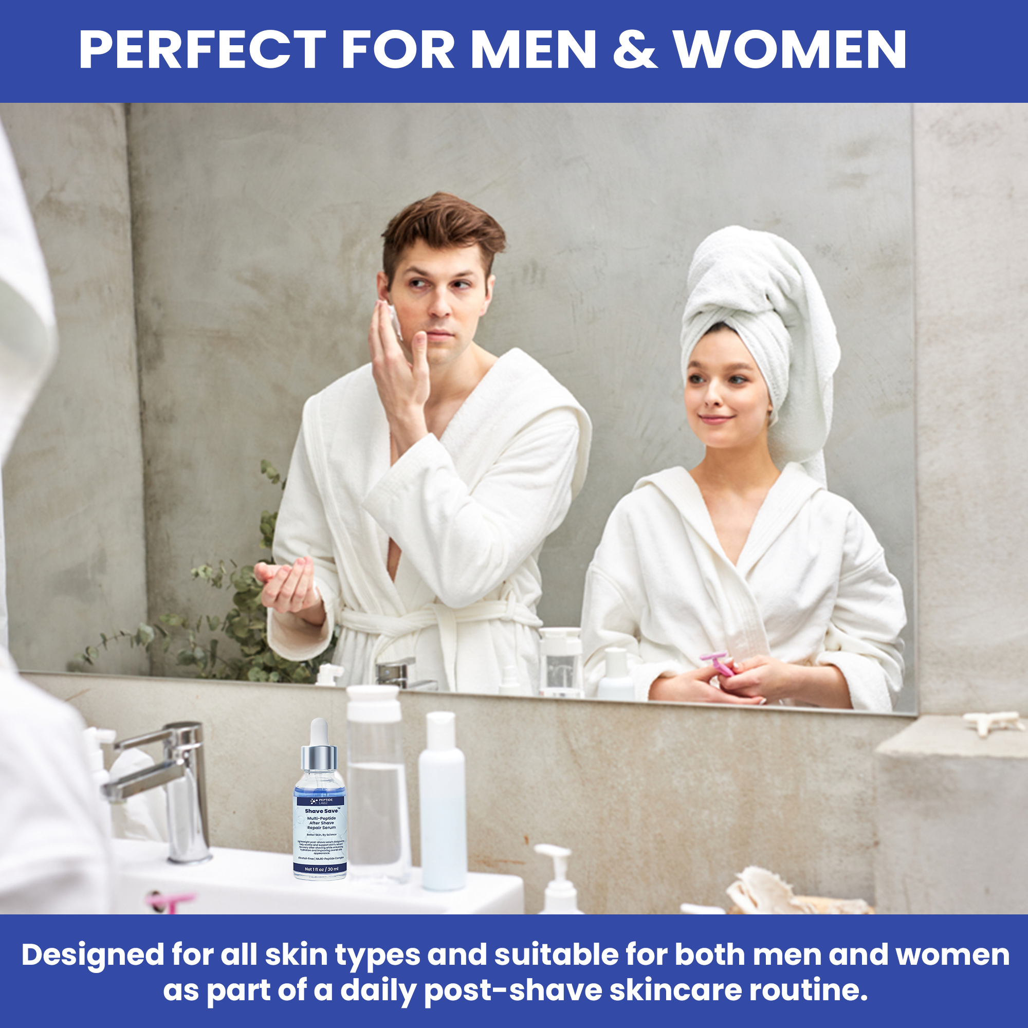 Shave Save™ Multi-Peptide After Shave Repair Serum | Copper Tripeptide-1, Hyaluronic Acid & Advanced Peptide Complex | Post-Shave Skin Hydration & Recovery Support