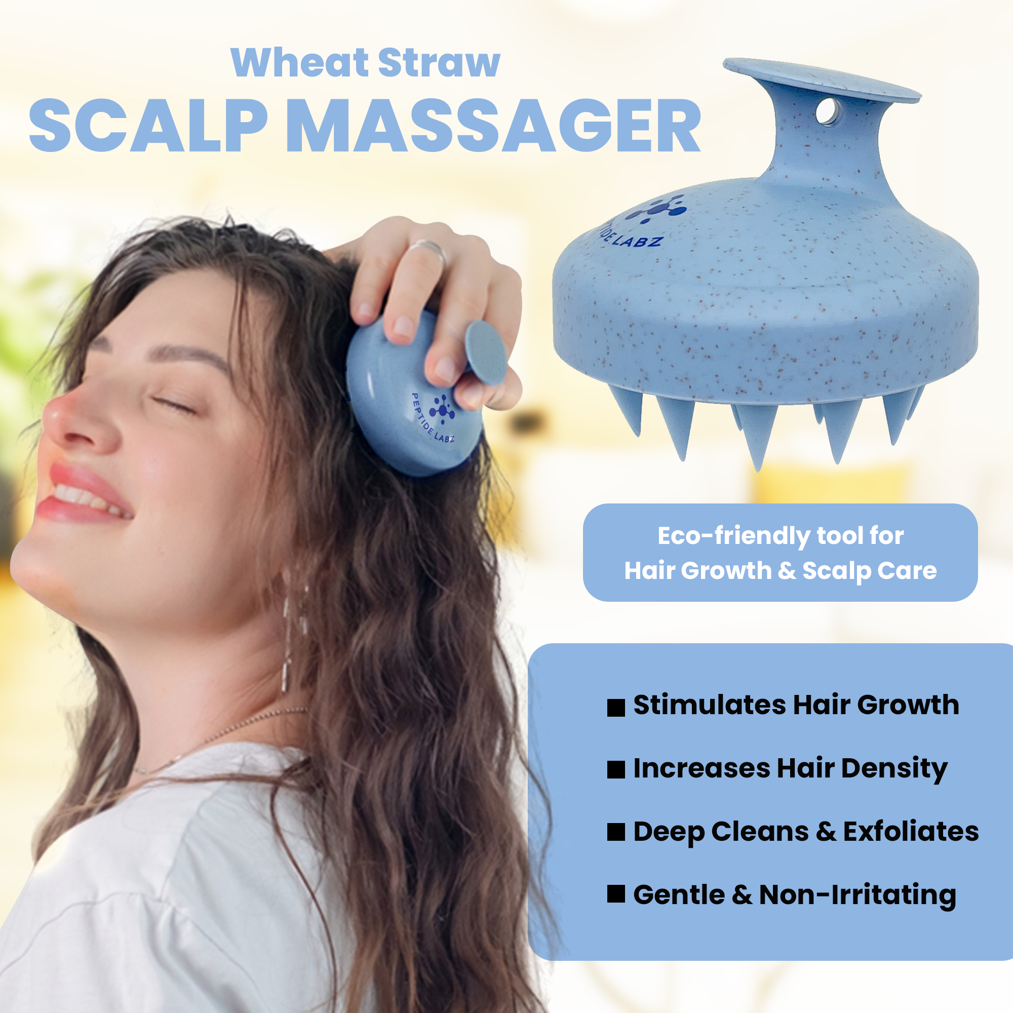 Scalp Massager Shampoo Brush – Eco-Friendly Wheat Straw & Silicone Bristles