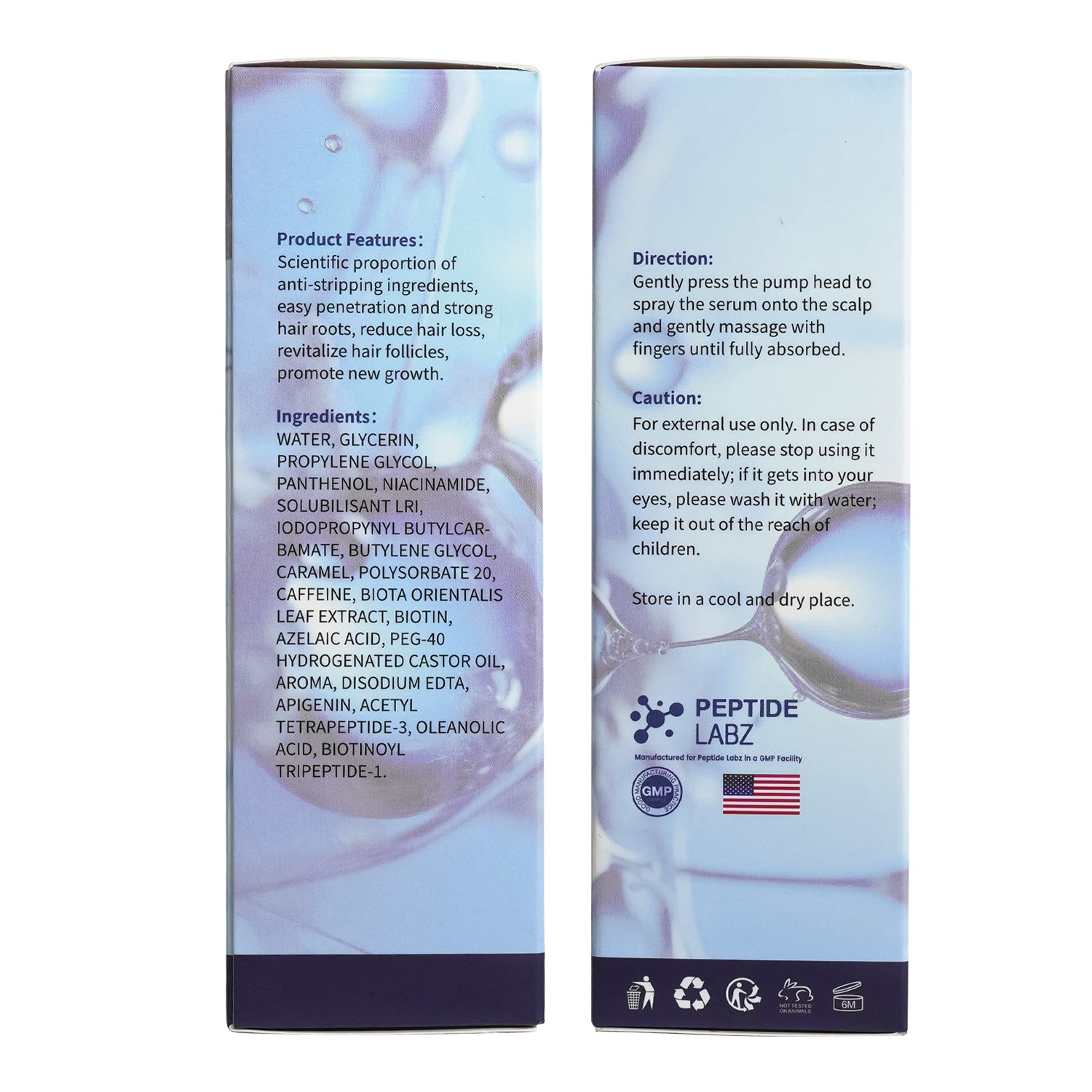 Hair Growth Serum Spray with Peptides, Acetyl Tetrapeptide-3, Biotin-GHK, Licorice Root Extract and Caffeine